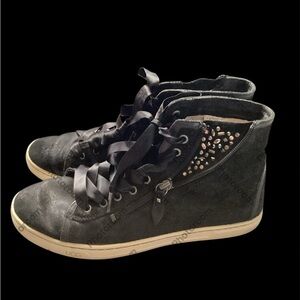UGG Blaney Women Black Leather Crystal High Top Athletic Sneaker Shoes size 9.5